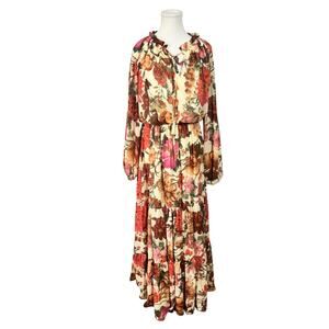 Flying Tomato Dress M Cream Fall Floral Long Sleeve Boho Wedding Guest Cottage